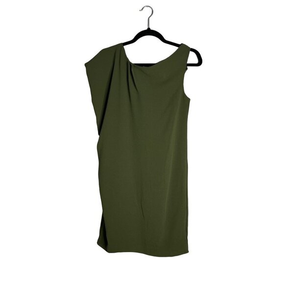 NWOT Trina Turk Asymmetrical Draped Shoulder Sheath Dress Knee‎ Length Size 2 - Picture 1 of 9